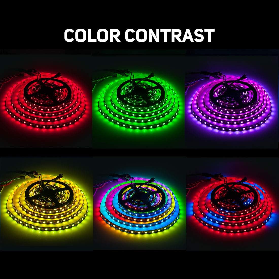 BTF-LIGHTING WS2812E ECO RGB Alloy Wires 5050SMD Individual Addressable 16.4FT 60Pixels/m 300Pixels Flexible Black PCB Full Color LED Pixel Strip Dream Color IP30 Non-Waterproof DIY Projects Only DC5V - Image 3