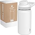 Chill Oasis Water Bottle | Fits Popular Flavor Cartridges | BPA Free, Leak Proof, Double-Walled Vacuum Insulated Stainless Steel, and Dishwasher Safe (White, 12oz)