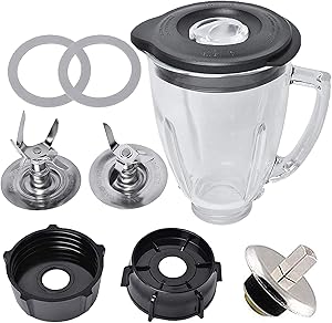 Replacement Parts Compatible with Oster Blender, 6 Cup Glass Blender with Ice Blade,Bottom Cap,Spin,Rubber Gasket Kit for Oster & Osterizer Blender Accessories