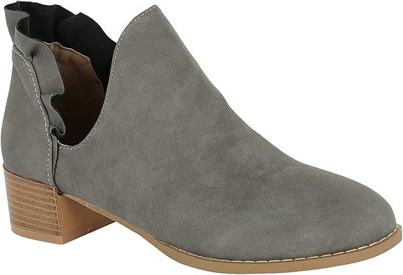 grey ankle boots low heel