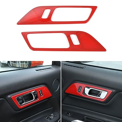 CheroCar Car Door Interior Handle Button Decoration Frame Cover Trim For Ford Mustang 2015-2017