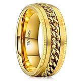 King Will Stainless Steel Men's Ring- 8mm Gold Men