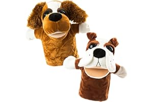 BETTERLINE Animal Hand Puppets Set for Kids & Adults - 12.5" Premium Quality Soft Plush Toys with Movable Mouths - Perfect for Storytelling, Teaching, Preschool, Role-Play - Durable, Vibrant, Educational Puppets