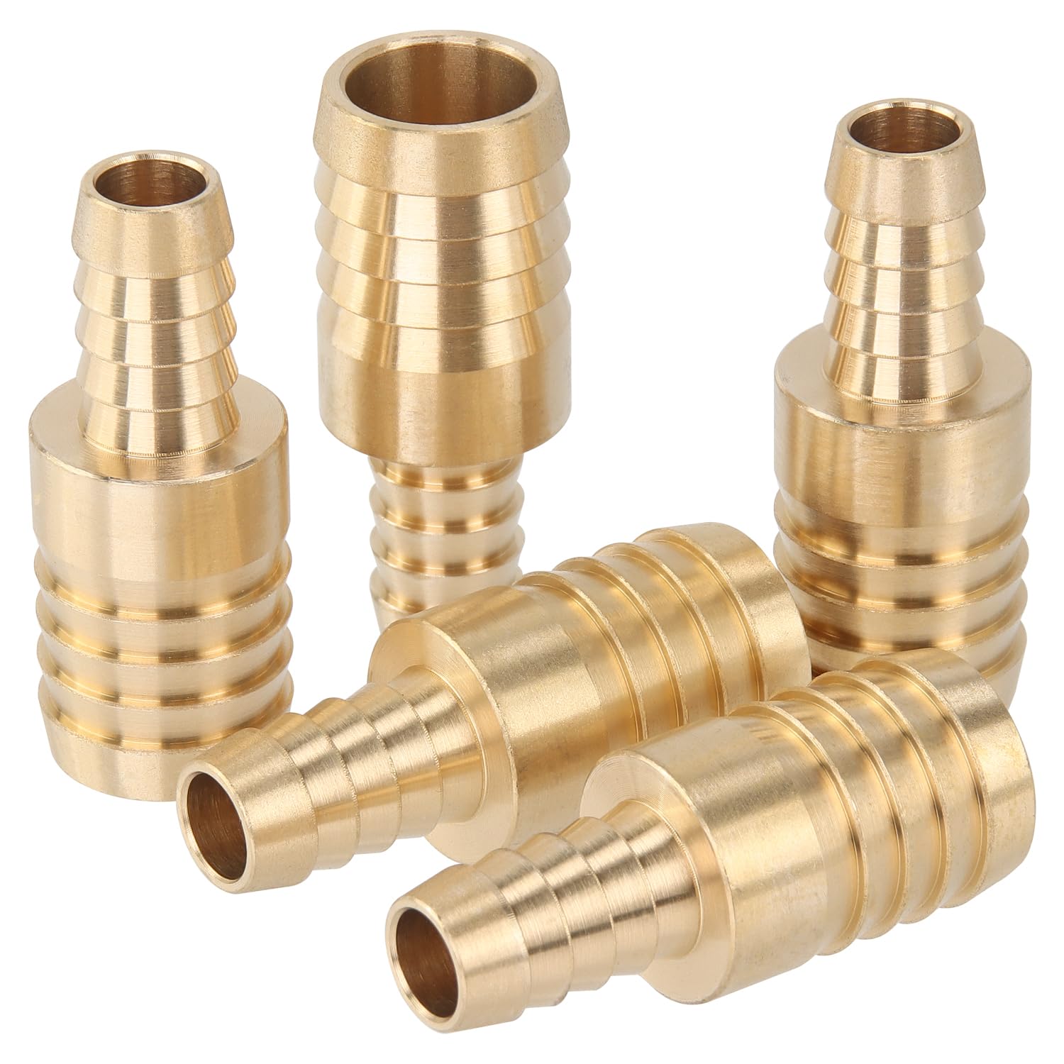 LTWFITTING Brass 10mm x 16mm Barb Hose Fitting Straight Splicer for Vehicle Fuel System, Car Heater and Cooler (Pack of 5)