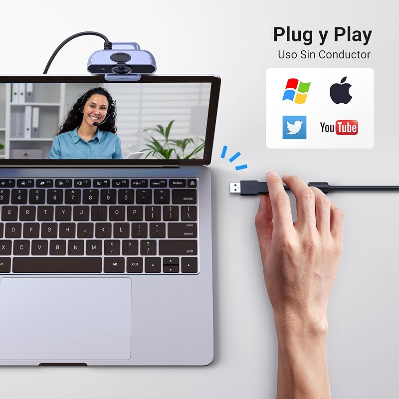 Webcam 2K 30FPS Full HD Cámara USB A PC Dos Micro Autofocus