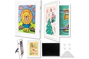 KARBRING 2-Pack Kids Art Frames Changeable with Stand 8.5x11 Front Opening, A4 Artwork Frames for Kids Art Storage, Art Picture Frame with Mat and 4 Acrylic Boards, Kids Room Decor Art Display, Holds 150Pcs