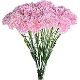 20 inch Bouquets 10 Stem Carnations,Outdoor UV Resistant No Fade Artificial Flower,Carnation Silk Petals Fake Flowers Forever Plants for Photo Props Home Party and Wedding Decor (Light Pink)