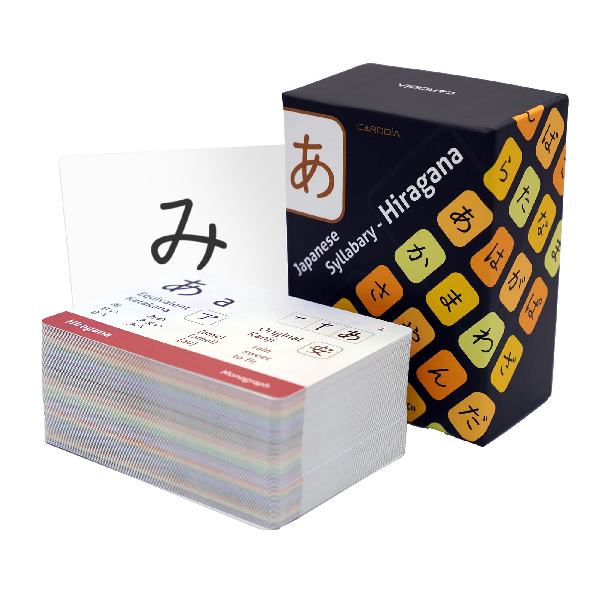 CARDDIA | Japanese Hiragana Flashcards | Learn All Hiragana Characters with Stroke Order Diagrams & Example Words | Ideal for Beginners, Teachers & Hiragana Writing Practice