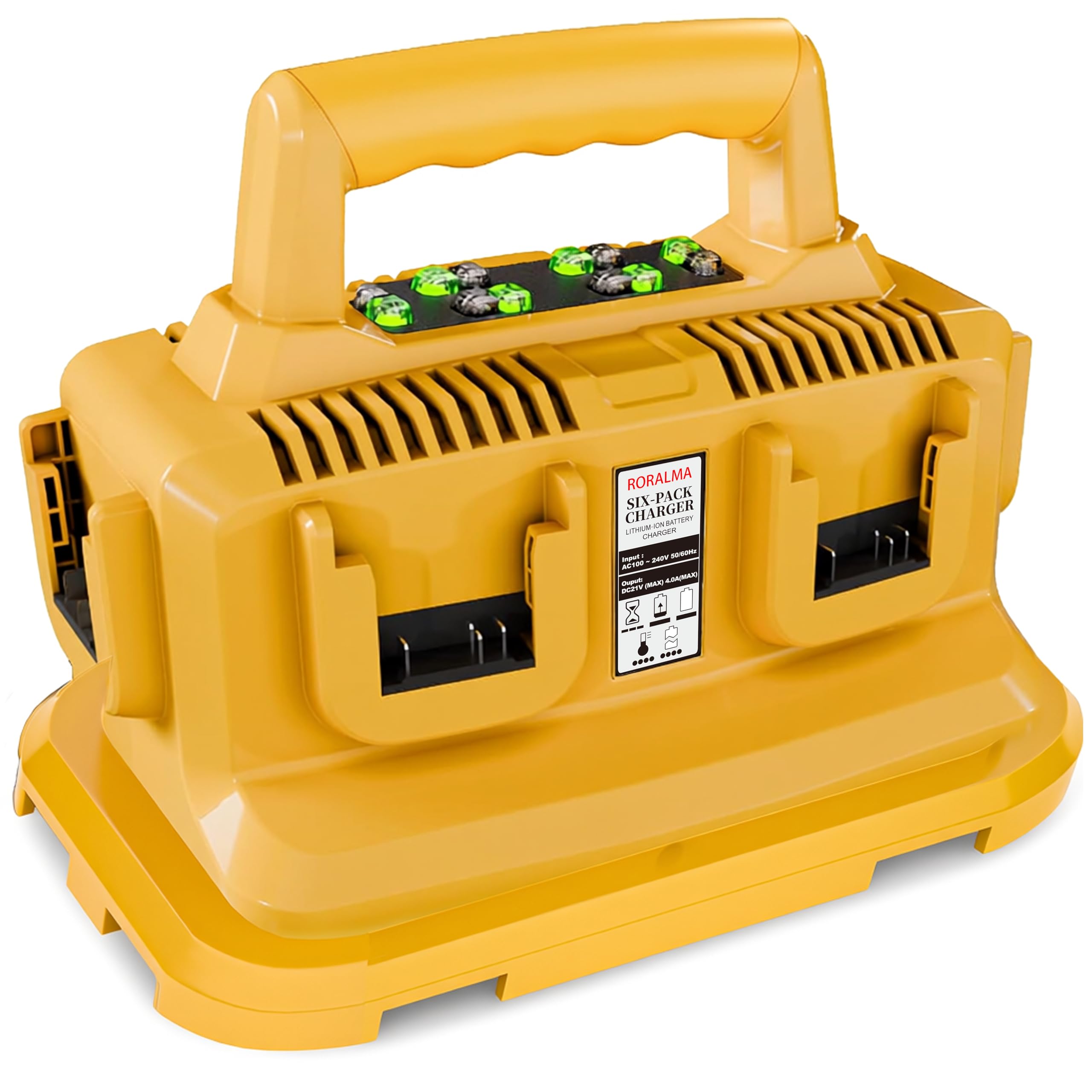 Photo 1 of ?Simultaneously Charging? RORALMA 6-Port Fast Charging Station for Devvalt 20V/60V Battery,Replacement for DCB104, DCB102, DCB112, DCB117, DCB118 Charger(Orange)