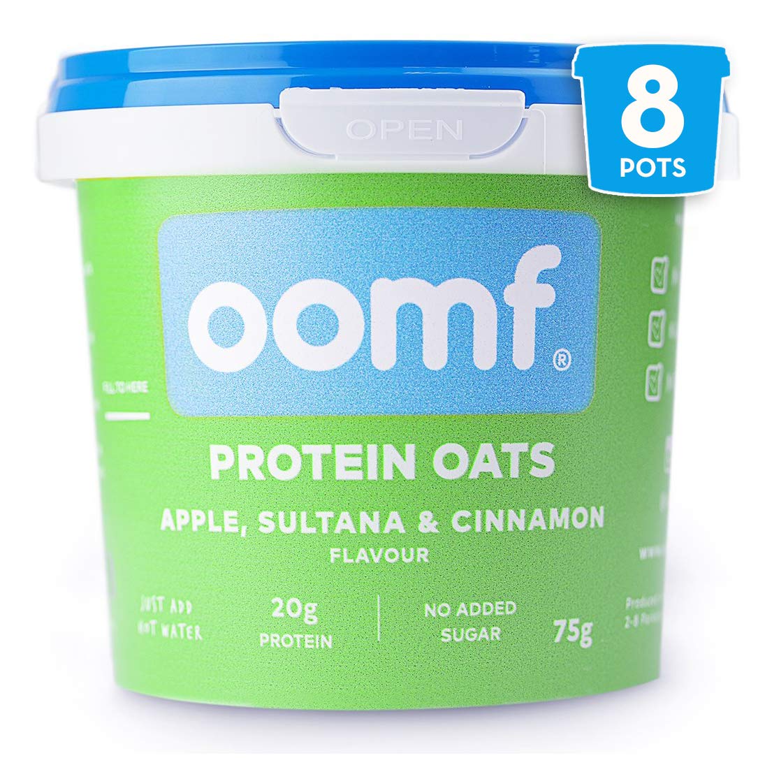 Oomf Whey Protein Porridge Instant Oats, Pack of 8 x 75g Porridge Pots, 20g Protein Per Pot, No