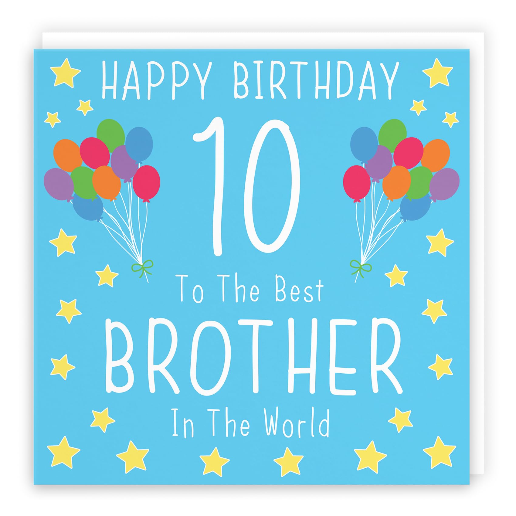 Hunts England - Large Brother 10th Birthday Card - Happy Birthday - 10 - To The Best Brother In The World - Iconic Collection - Large - 210 x 210 mm - Age 10