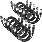XLR Cable 25ft 10 Packs Microphone Cable with 3-Pin XLR Male to Female | Balanced, Professional Shielded, for Mic, Mixer, Spe
