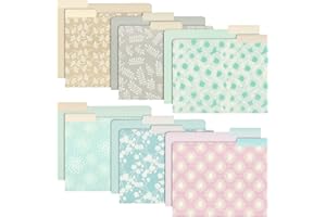 12-Pack Pretty Pastel Decorative File Folders for Women and Girls, Cute Classroom Supplies, Office, Organization Letter Size,