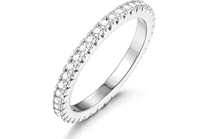 Jstyle Wedding Bands for Women 14K Gold Plated Eternity Band Rings Stackable Cubic Zirconia Ring 2.5MM Engagement Band Ring for Women Dainty Rings No Tarnish Size 5-9
