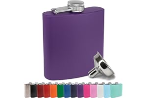 6 oz Stainless Steel Hip Flask with Funnel for Men & Women, Powder Coated Flask Gift Sets for Groomsmen, Bridesmaids, Wedding