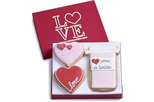 CUSTOM COOKIES Valentines Day Cookies Gift Basket, Hand Decorated Vanilla Sugar Cookie Greeting Card, Unique Love Elegant gourmet Food Gift Box, For Him, Her, Boy, Girl, Friend,Spouse, Wife, 3 Count Prime Delivery