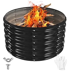 YSEJOMP 32 Inch Round Galvanized Fire Pit Ring/Fire