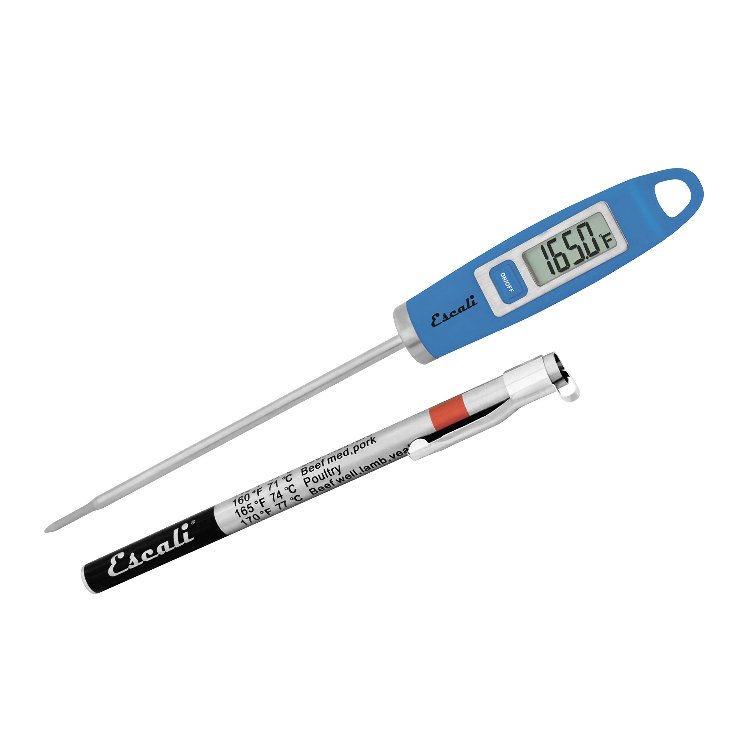 Escali DH1-U Kitchen Thermometer Digital - Gourmet Thermometer Kitchen Thermometer Cooking - Meat Thermometer - Grill Thermometer - NSF Certified -45°- 200° C - Blue - 20 x 1.9 x 1.3 cm