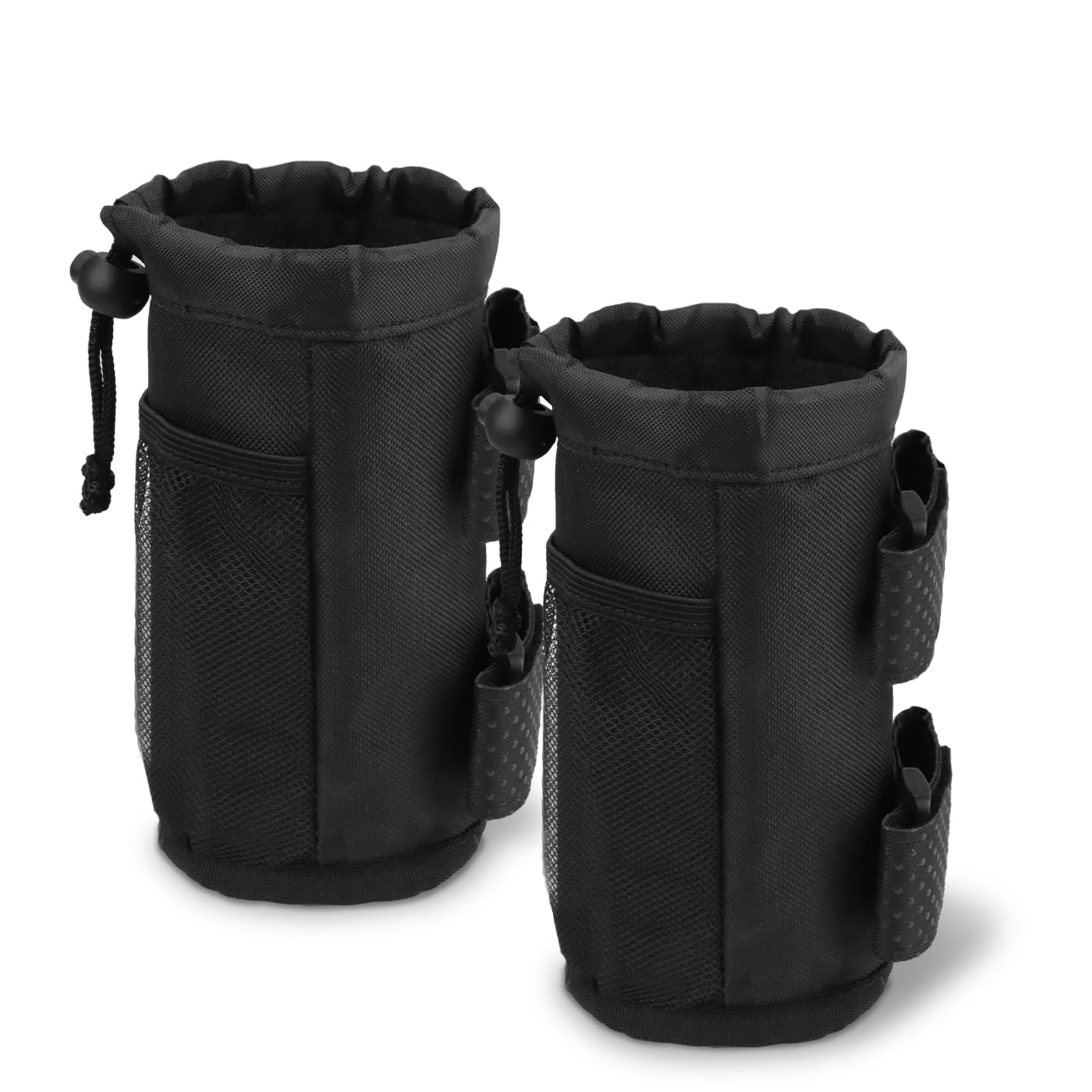 HMIEPRS 2Pcs Bike Water Bottle Holder Bags, Insulated Bicycle Cup Holder with Mesh Phone Pockets, Handlebar Bottle Cage Drinks Holder Bicycle Accessories for Cycling Wheelchair Strollers