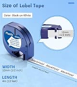MarkField 5-Pack 12mm x 4m LetrTag Tape S0721610 White on Black 5 Rolls view 2