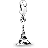 PANDORA Paris Eiffel Tower Dangle Charm | Sterling Silver, Jewelry for Women with Gift Box, Compatible with PANDORA Moments Charm Bracelets