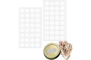 MECEFENO Synthetic Filter Paper Stickers, 20mm Filter Patch Stickers 0.25µm Synthetic Filter Disc Tape for Mushroom Cultivation Wide Mouth Jar Lids - 64 Pieces