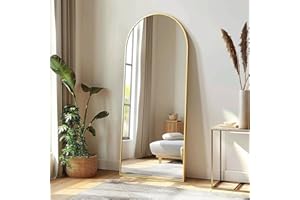 DEWFIG Degfig Arched Full Length Mirror, 58"x18" Arch Floor Mirror, Floor Length Mirror, Full Body Mirror with Stand, Mirror Full Length for Living Room, Bedroom, Entryway, Gold
