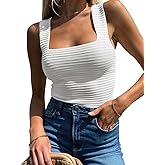 BZB Womens Ribbed Tank Tops 2026 Summer Sleeveless Square Neck Shirts Casual Slim Fitted Knit Shirts