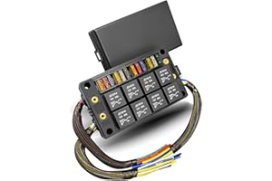12V Relay Fuse Box with 12 ATC ATO Fuse Holder and 8 Relay Panel for 5 Pin Relays, Fuse Relay Box Kit Fit for Automotive Car 