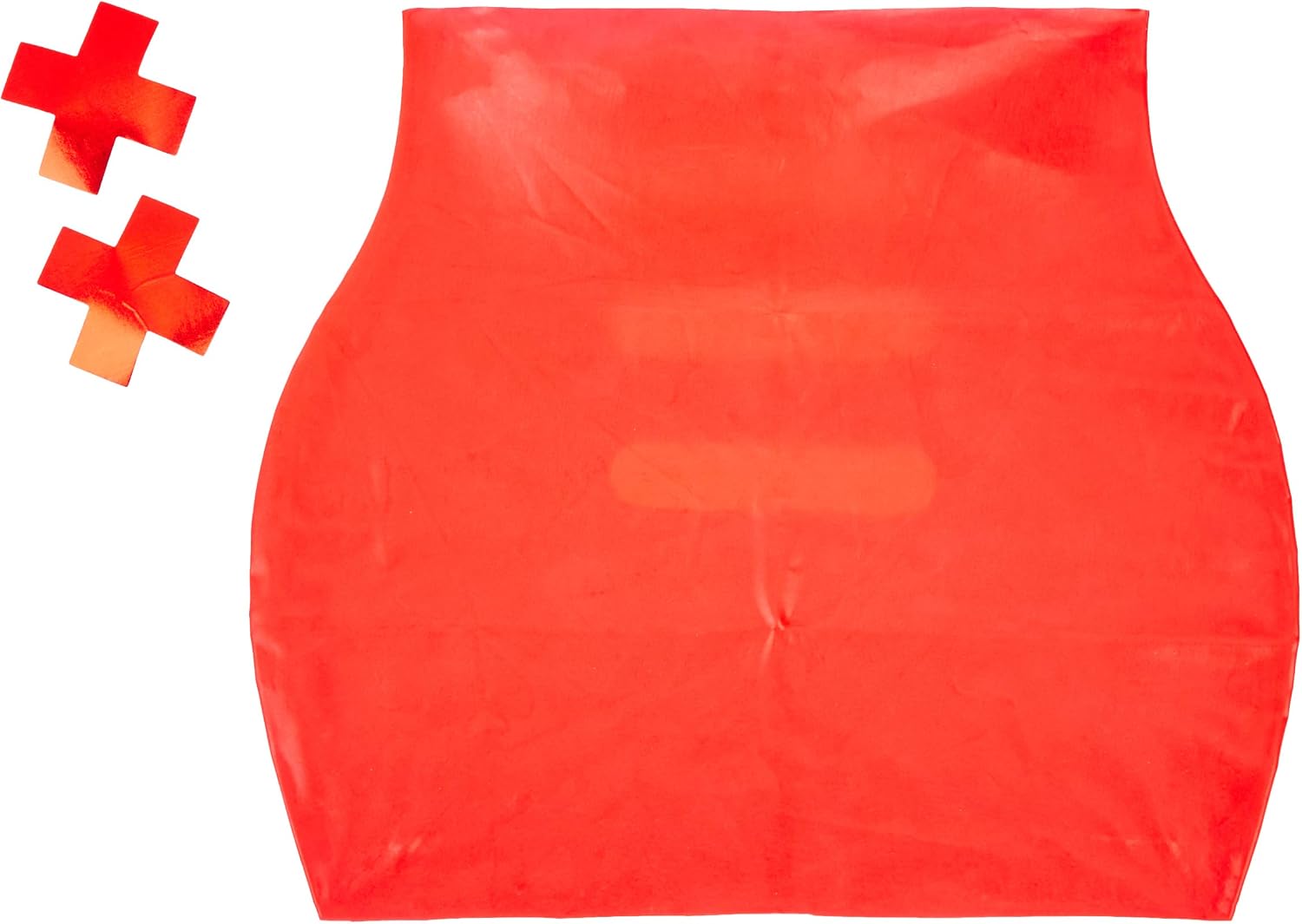 LATEXWEAR Latex Mini Skirt with Open Back, Small/Medium, Red, Black (Nero 001)