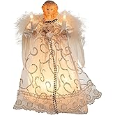 Kurt Adler UL 10-Light Angel Treetop, 8.5-Inch, White/Silver