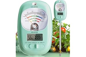 HSLGOVE Soil Test Kit, 7-in-One Soil Moisture Meter/Soil PH Meter/Fertility, Dual Screen Soil Tester w/Digital Soil Temp/Air Temp&Humidity for Plants Gardening,Lawn,Farm Indoor&Outdoor-MintGreen