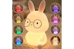 FAMIDUO Bunny Night Light, Rabbit Lamp for Kids, Rechargeable LED Nightlight for Easter Gift,Silicone Bedside Lamp with Touch Color Changing,3 Levels Dimmable/Timmer Nursery Bedroom Light,Room Decor