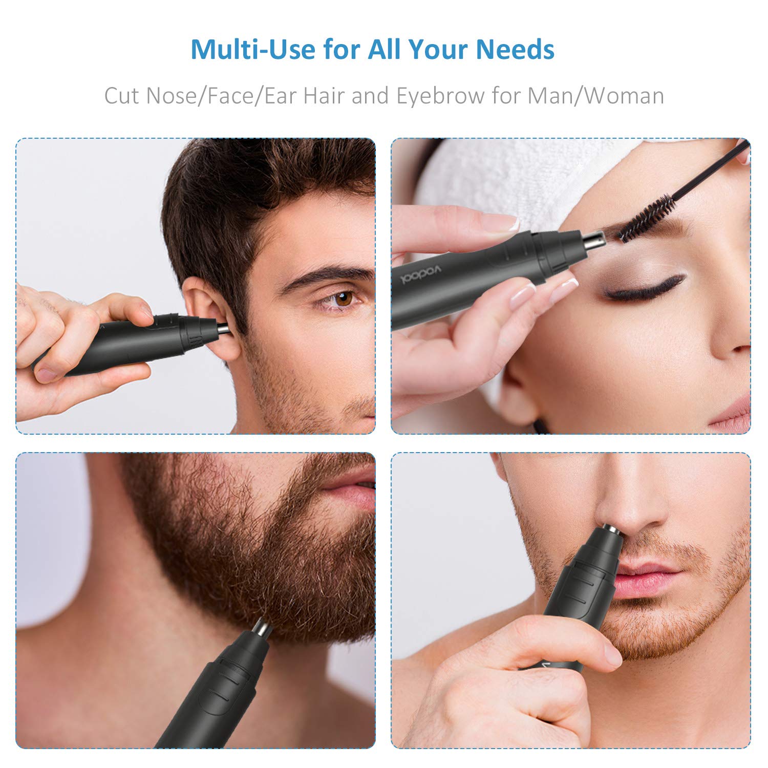 Nose Hair Trimmer, Vodool Ear Hair Trimmer Painless Trimming Electric Nose Ear Hair Trimmer for Men Women