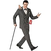 Morph 1920s Gangster Costume Men, Gangster Striped Suit, Halloween Costumes for Men Halloween Costumes Adult