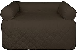 E-Living Store Pet Furniture Protector Non-Slip Water-Resistant Cover for Dogs and Cats with 3-Sided Bolster Soft Fabric - Large, Chocolate