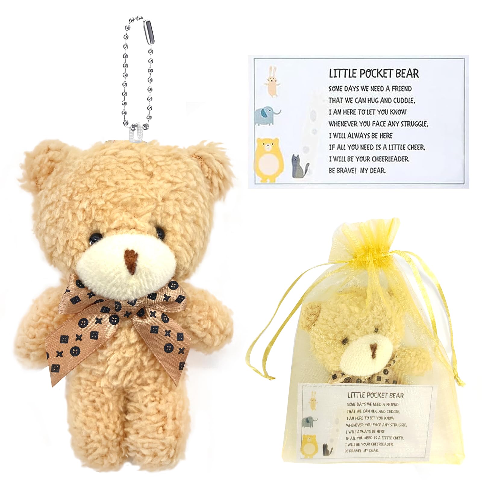 Cosysparks Little Pocket Bear Hug, Mini Plush Toy Card - Thinking of You Gift for Kids, Friends, Women