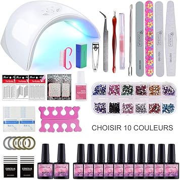 Saint Acior Manucure Kit Vernis Gel Semi Permanent 10 Couleurs à Choix 36w Uvled Lampe Machine Soak Off Gel Polish Gel Vernis à Ongle Top Coat