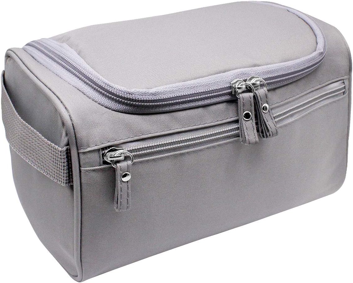 Travel Toiletry Bag Make up Bag with Hanging Hook for Toiletries Shaving Dopp Kit Cosmetics Traveling Accessories Large Wash Bag for Men Women Travel Business Gym Grey