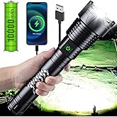 Weoxi Super Bright LED Flashlight, 1000000 High Lumen Rechargeable Flashlights with Long Handle, 10000mAh Battery, Zoomable 5 Modes for Outdoor Camping, Emergencies, XHP160-L