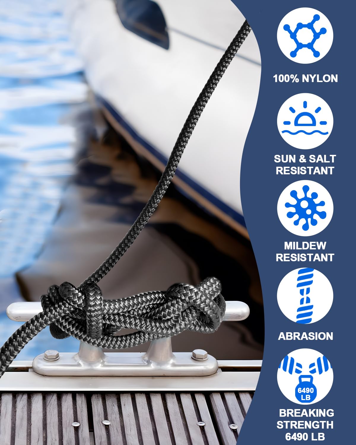 Mua Boat Dock Lines, Double Braided Nylon Boat Ropes for Docking with ...