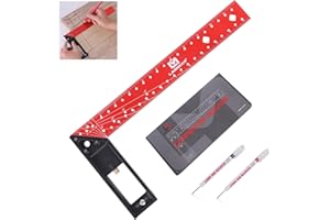 LARMEIL 12 Inch Framing Square Carpenter Square, Tri Square Tool, Try Square for Woodworking, T Square Ruler, L Square Ruler, Right Angle Ruler，Framing Tools, Anodized Ruler Body, Black & Red