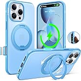 TORRAS O3 Fitness for iPhone 16 Pro Case Magnetic Stand, Fit for MagSafe, 360 Rotatable Stable Stand, Camera Control Button, Military-Grade Shockproof, Slim & Sleek, Coastal Blue Translucent