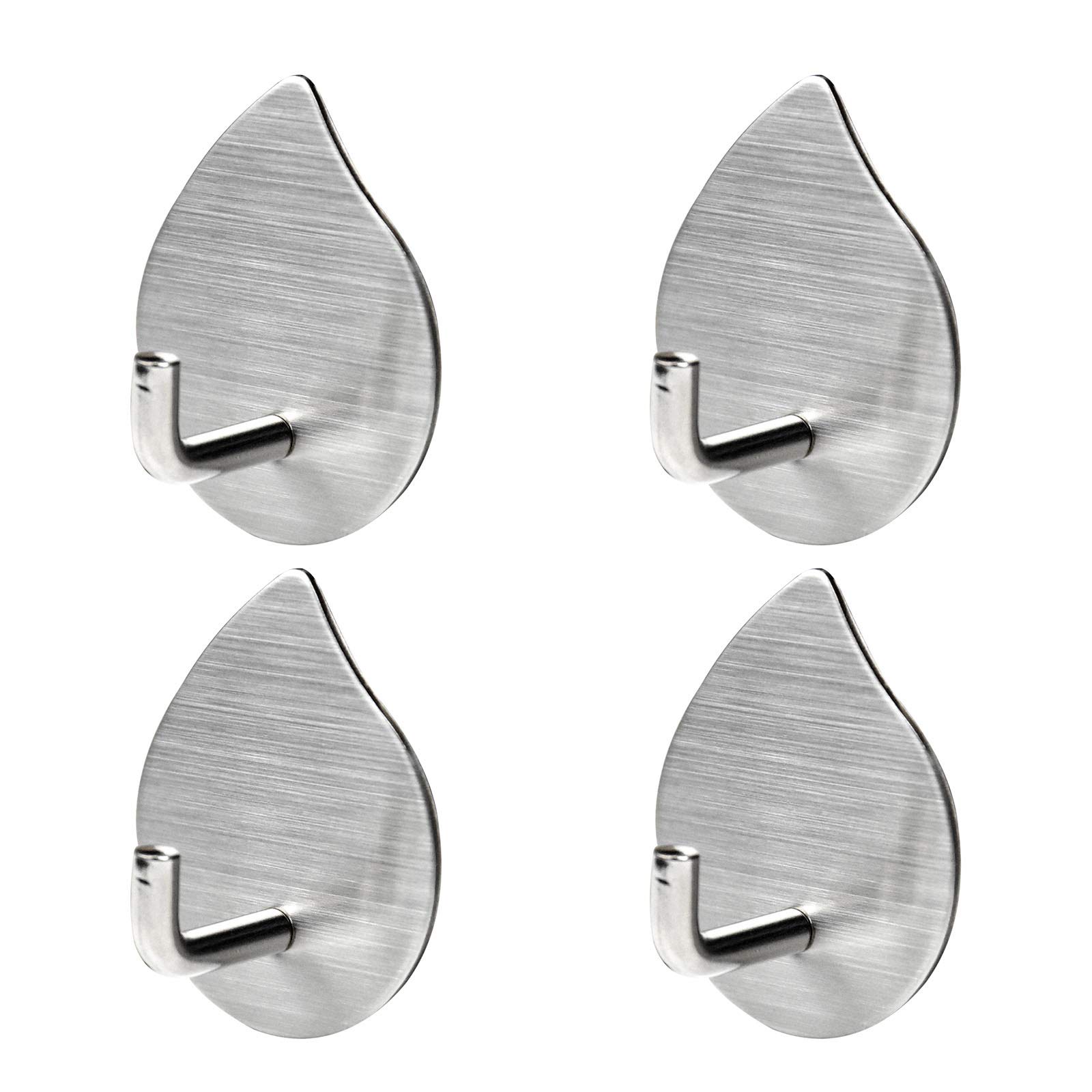 Chstarina 4 PCS Self Adhesive Hooks Stainless Steel Stick on Hooks Adhesive Wall Hanger Waterproof Rustproof for Bathroom Kitchen Office Towel Coat Key Bag