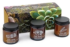 Hemlock Park Apothecary Wood Wick Candle Trio | Gift Set of Three 4 oz Candles Handcrafted with Natural Coconut Wax (High Desert | Palo Santo, Sage, High Desert)