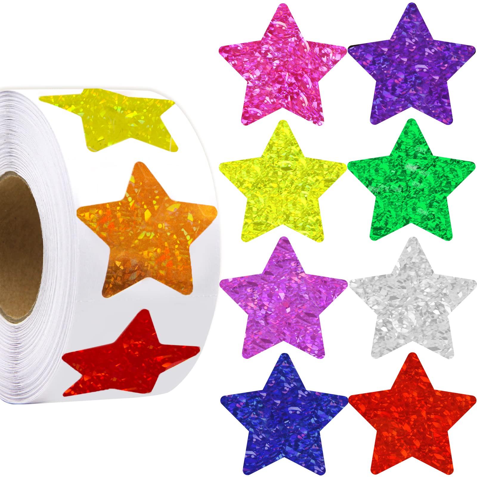 Photo 1 of Large Star Stickers for Kids 500 PCS Back to School Glitter Star Planner Scrapbooks Reward Stickers for Student School Classroom Teacher Birthday Supplies