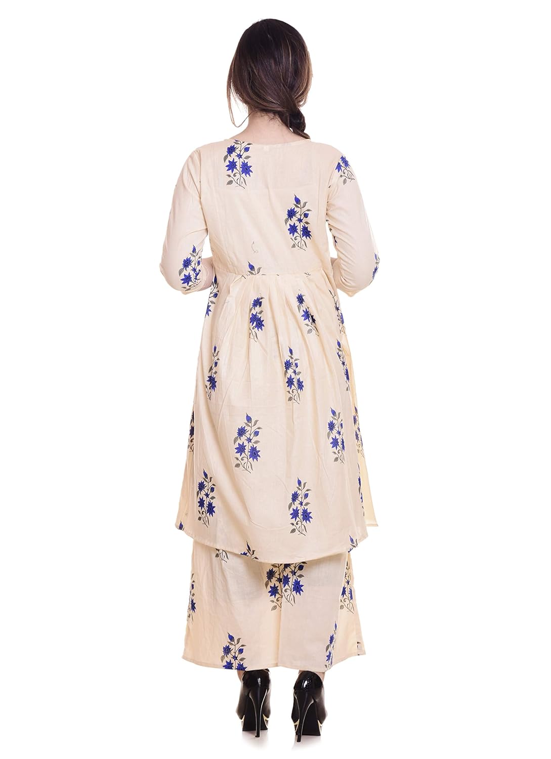 fashioto women's cotton anarkali kurti with palazzo pant set