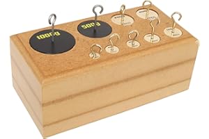 Eisco Labs Set of 9 Steel Hooked Weights - 10-1000g in Wooden Block