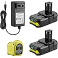 AYTXTG 2Pack 3.5Ah 18 Volt Lithium Replacement Ryobi 18V Battery + P119 Charger for Ryobi 18v Oneplus Battery P100 P102 P103 P105 P107 P108 P118