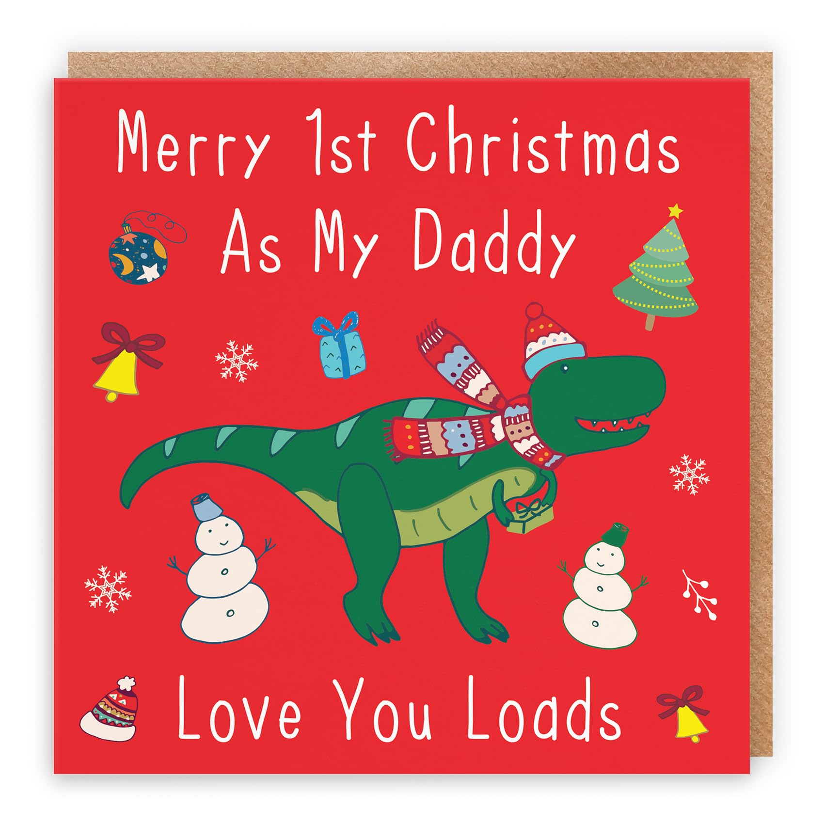Hunts England - Daddys 1st Christmas Card - Merry 1st Christmas As My Daddy - Love You Loads - Dinosaur Collection